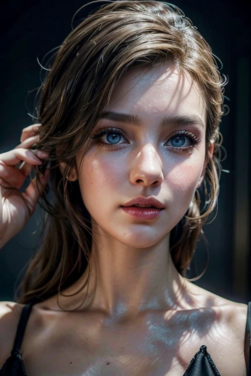 A woman in a work dress, fullbody, elegant pose, beautiful detailed face, beautiful detailed eyes, beautiful detailed lips, extremely detailed eyes and face, long eyelashes, cinematic lighting, realistic, photorealistic, photo-realistic, 8k, best quality, masterpiece, concept art, vivid colors, dramatic lighting, sultry expression