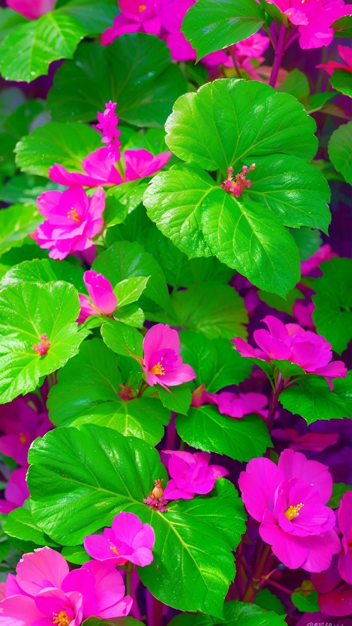 photorealestic，In the middle of a painting is a beautiful begonia,4K HD details，Beautiful digital artwork, detailed flowers , magical colorful flowers, Layered green，beautiful digital painting, wallpaper hd, colorful hd picure, beautiful flowers, elegant digital painting