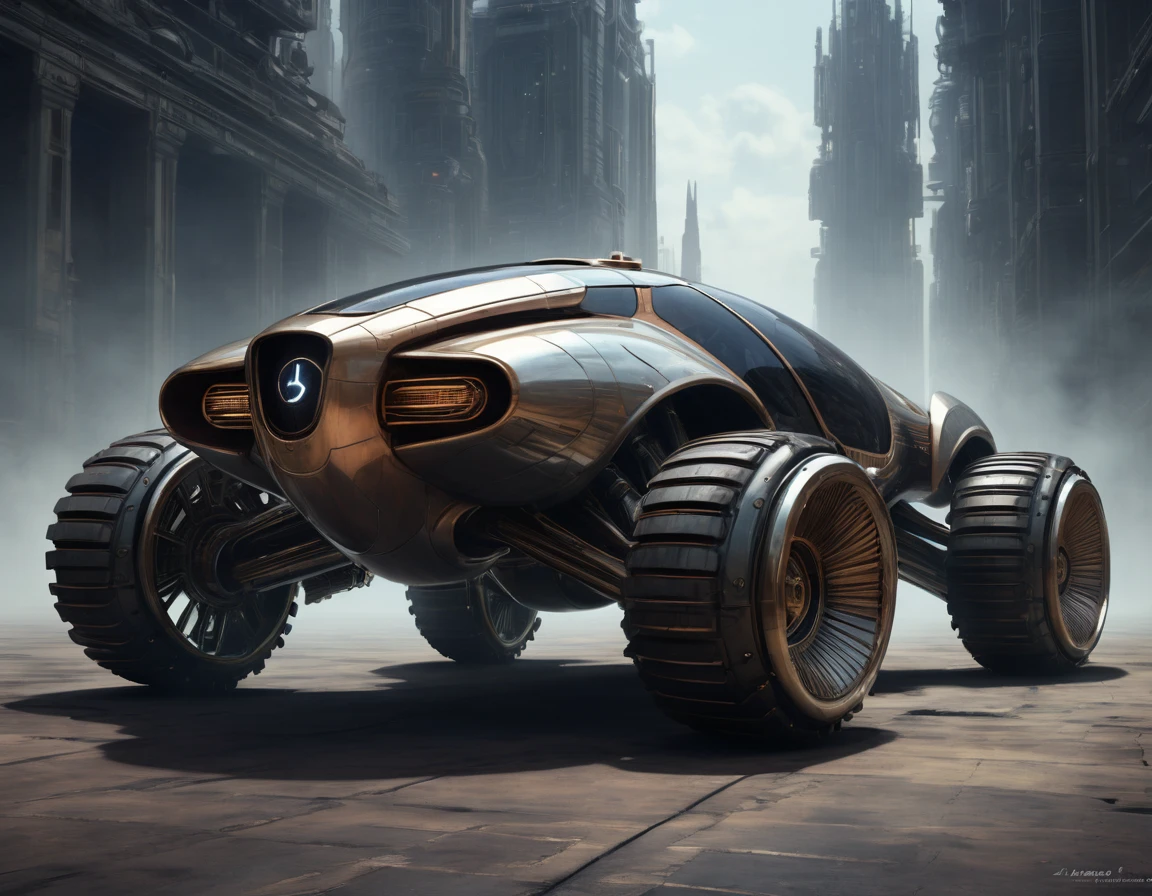 The gearpunk style, Futuristic car, --Seed 777