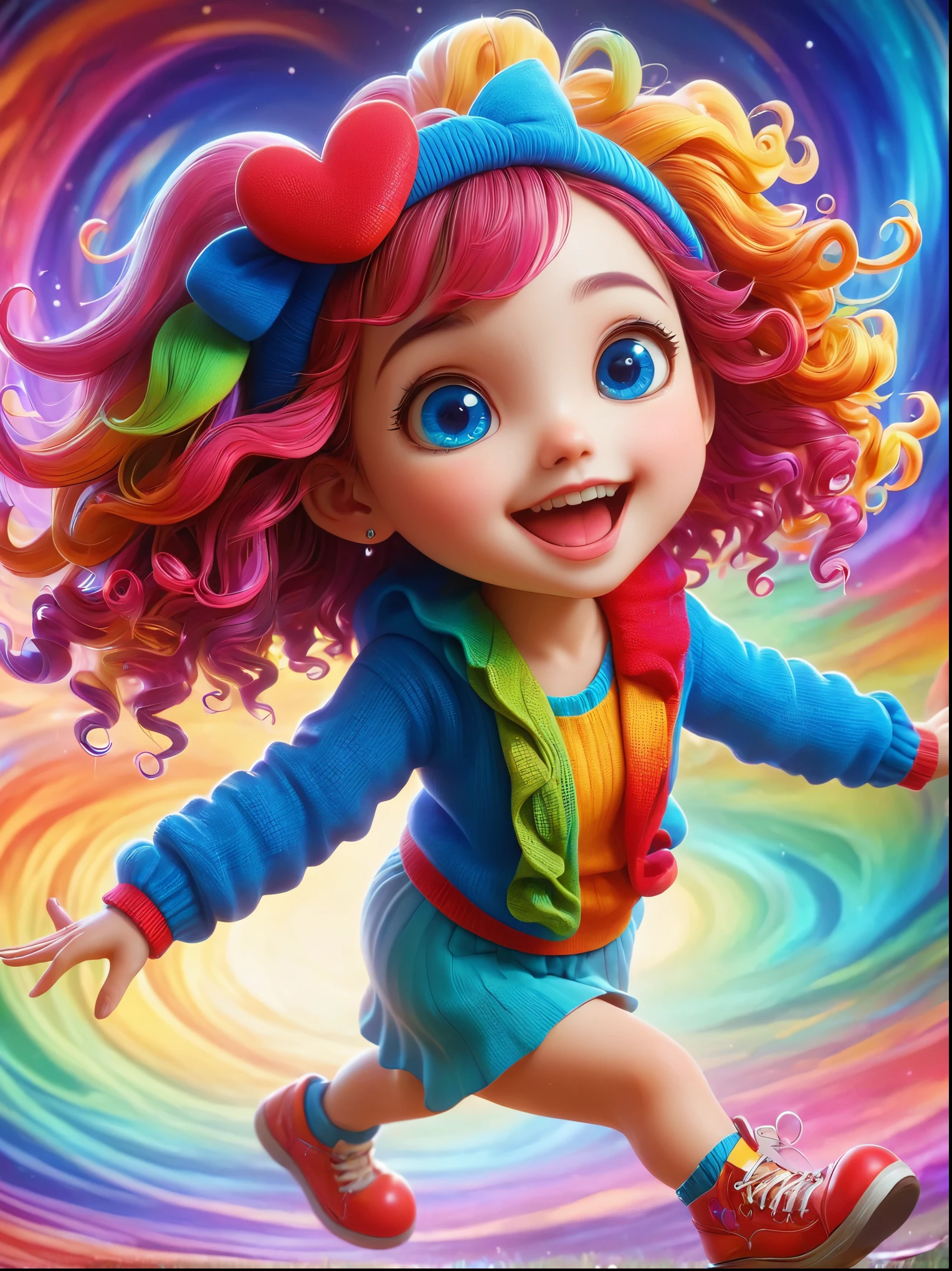 1girl, curls, Colorful sweater, solo, Colorful,Character Conception,cute,Bright colors,cute的艺术风格,cute的插图,cute的卡通,cute的人物,whole body,Color illustrations,Colorful的插图,Colors come in many colors,cute和细致的数字艺术,Color drawing,cute的卡通人物,cute的卡哇伊女孩,Beautifully detailed artwork, 1fkxc1