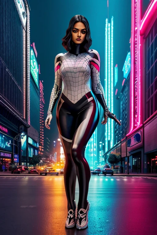 Best image quality, Masterpiece, Ultra-high resolution, (Fidelity:1.4), Photo, Movie, ((cyber punk perssonage)), fairy goth robot, Mila Kunis. cyber outfit, Futuristic, ((Award-winning ultra-realistic photos)),(Hyper-detailing),(Complicated details),(High resolution CGI artwork 8k),a girl in,Cyberpunk-city。Futuristic style,There are many colors and LED lights。The cityscape should be very detailed,depth of fields。Create depth with atmospheric lighting,wide wide shot。Use atmospheric and volumetric lighting to enhance cityscape detail。illuminated by neon lights, Pastel textured colored background, Colourful, vibrant