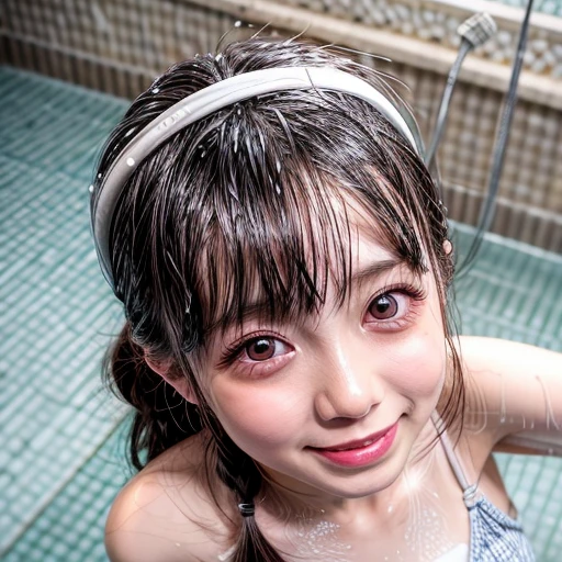 SFW, (Snapshot of girls having fun in an open shower room by the pool), Braid hair, With bangs、(School Swimwear), the body is covered with juice、Sweating、be sweaty、Wet pearl skin, ((Wet swimsuit)), Perfect Lighting, Clear Focus, (bokeH:1.4), Roundly butts, { (shower:1.7) | Overflowing Gigantic sideboob | Butt cruck | (from above:1.4) }, hidden hands BREAK (NOGIZAKA girls)  ((Extremely Detailed very KAWAII face variations)), perfect anatomy, Childish, captivating gaze, elaborate detailed Eyes with (sparkling highlights:1.2), long eyelashes、Glossy RED Lips with beautiful details, Coquettish tongue, Rosy cheeks . { (Dynamic joyful expressions) | (:d) }, (no large eyes) .