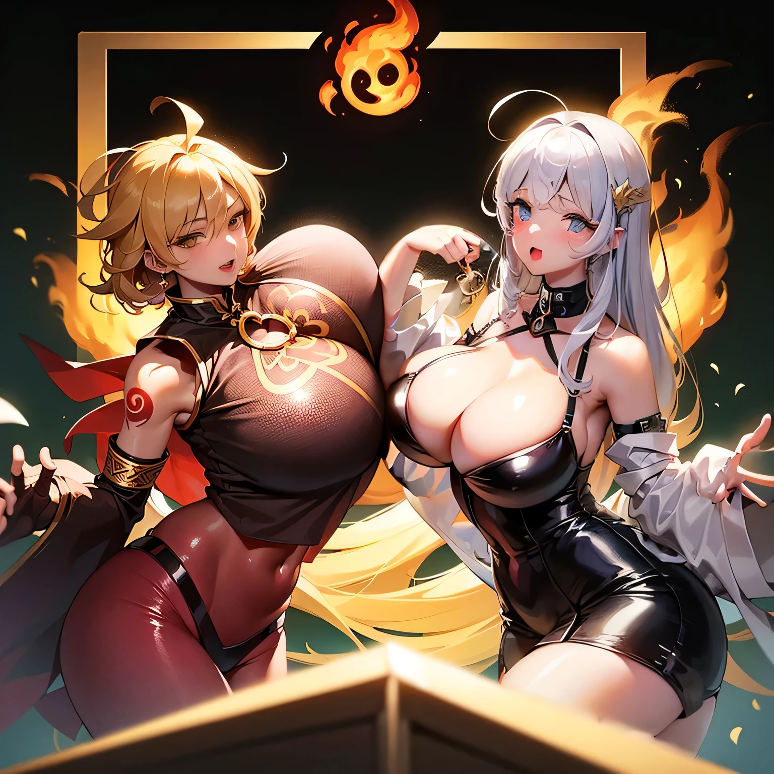 The girl has two breasts,The girl's breasts are huge and heavy.
