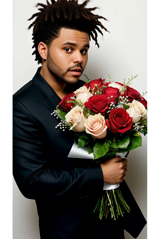 The weeknd wishing happy birthday with a bouquet of flowers 