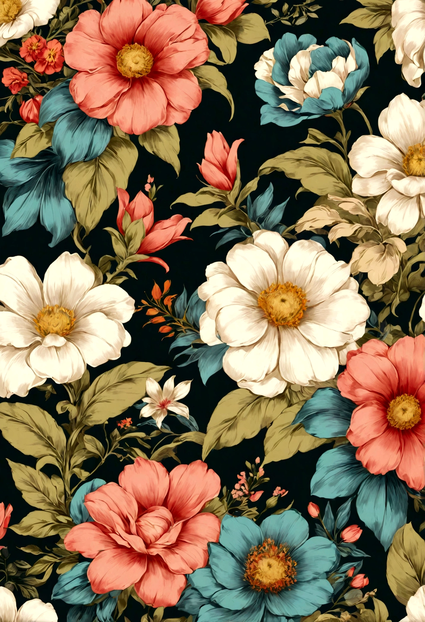 vintage style flower floral design with high resolution and detaile with beautiful combination of flower and shade colorfull --auto --s2