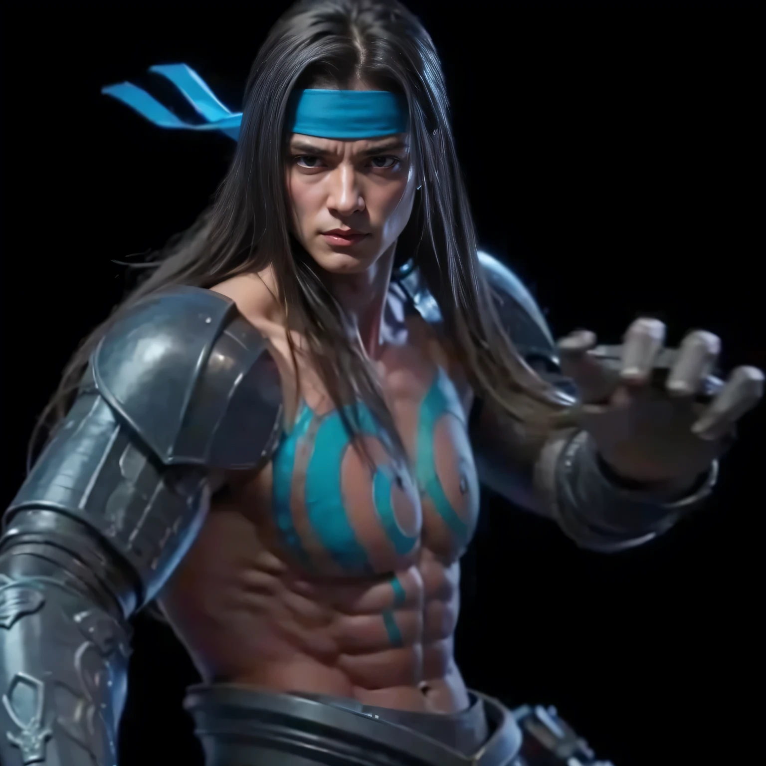 (Masterpiece:1.4), (best quality:1.2), enduring sword talon, 1 man, male focus, shoulder, muscle, strong man, tatto, detail body, sixpack abs
