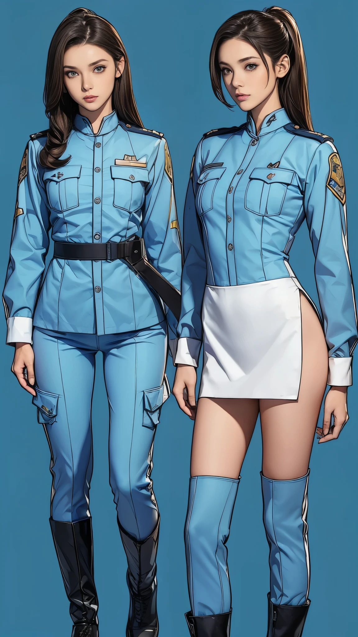 ((masterpiece)),(((best quality))),((16-year-old swedish girl)), ((full body view)) ((Beautiful)), defined cheekbones, high cheekbones, illustration, ((detailed face:1.4)) beautiful woman, (vintage clothing:1.4), (full hair:1.6), (trench coat:1.4) (straps:1.3) , shiny skin, scribbles and marks,(puffy lips:1.4) , rough sketches, gigantic breasts, 8k,16k, ( background, white background: 1.3) white and blue color palette, brown legs, brown arms, brown face, ((Female Bodybuilder)), ((Huge Thick Muscular Legs)), ((((Huge Muscles))))