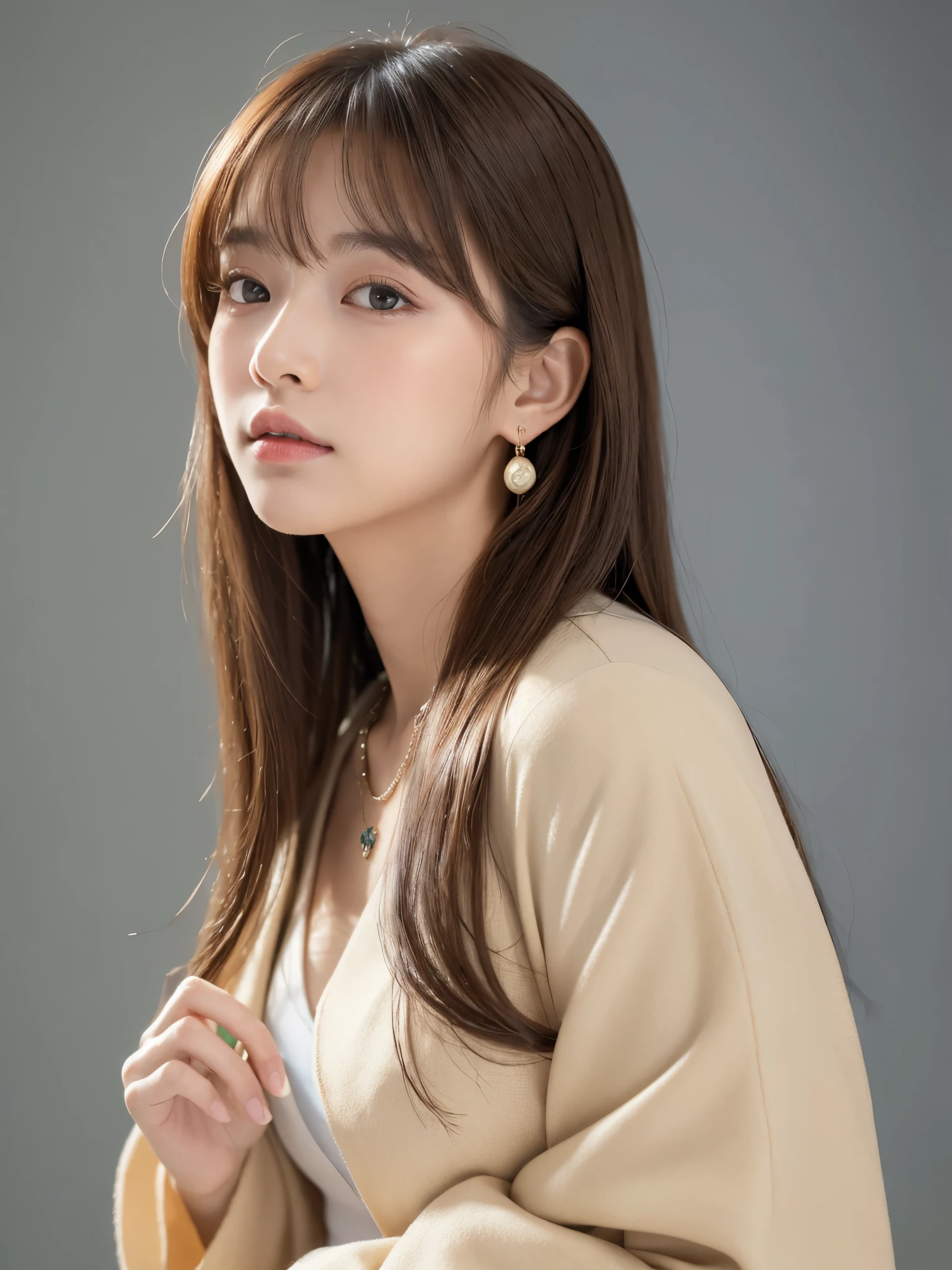 Rocket type、Beautuful Women、1 persons、Slouched、Bare、begging、Brown hair