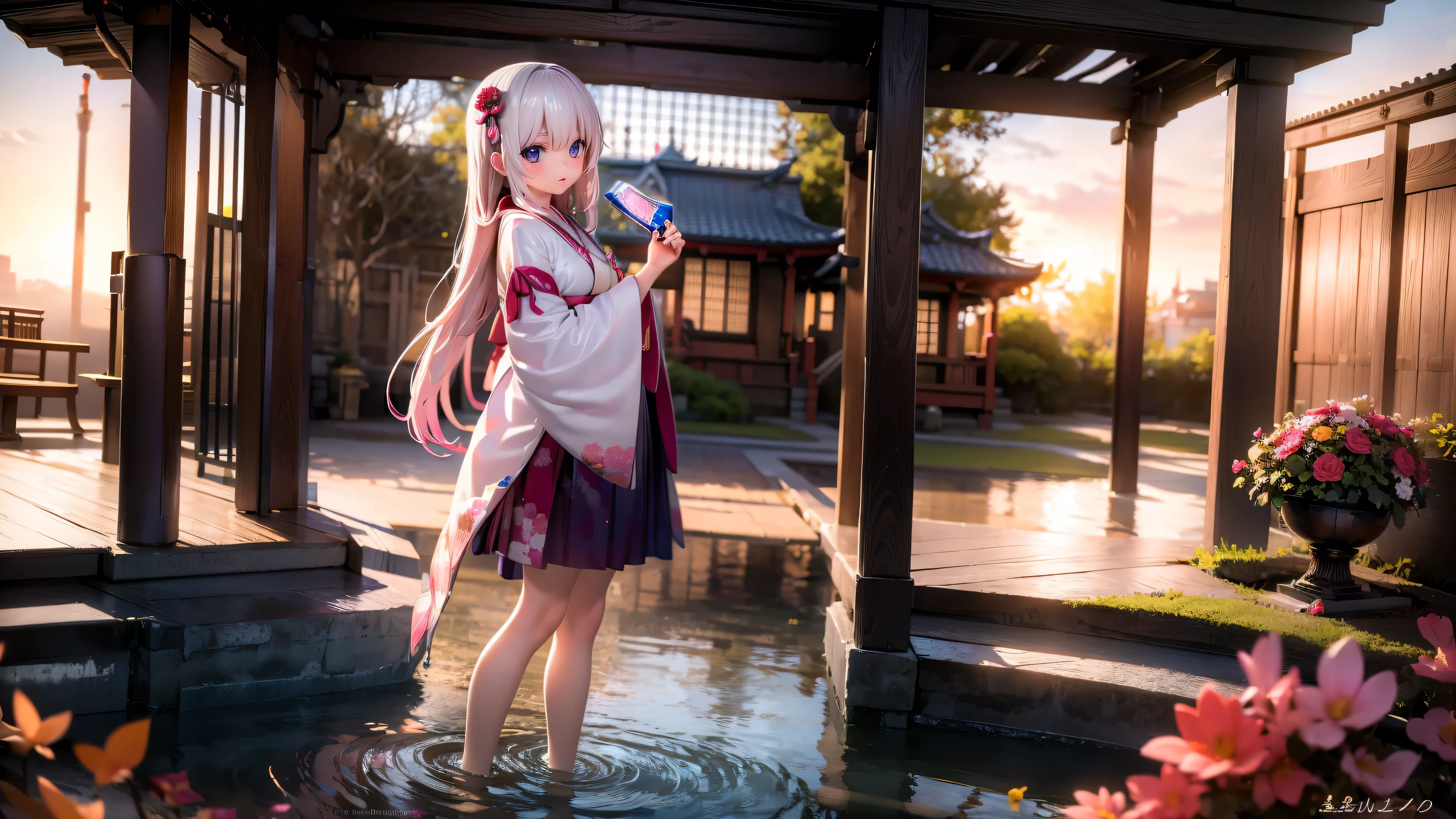 Girl、10 years old、Shrine maiden's kimono