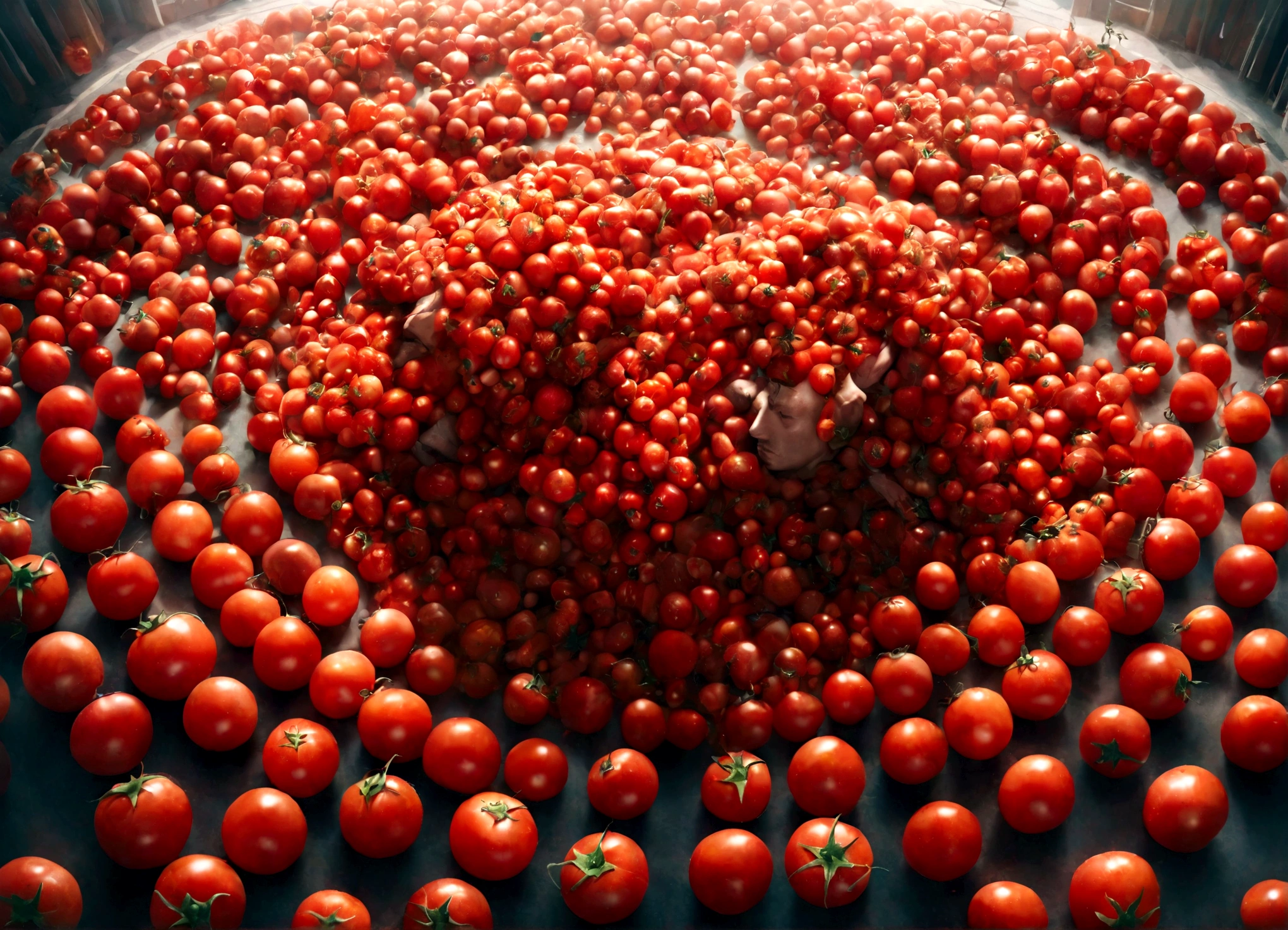 a man made out of many tomatos