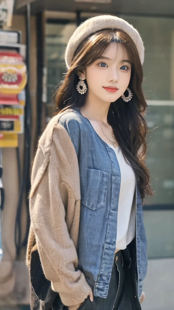 (32hair,High resolution,High detail,High resolution,high density,alone,On top of that:1.3),(A realistic person々,Live Action,Fine grain,High resolutionの目,Fine Eyes,Eyes that look alive,Beautiful dark blue eyes,Fishing eyes,Detailed lips,Translucent white skin,Realistic face in every detail:1.3),(Japanese Ido,hairorean Idols,Japanese Model,hairorean models,hairorean hair-Pop Female Idols:1.2),(Blushing,Natural Makeup,necklace,Earrings,へそEarrings:1.4)(Military Cargo Pants,A colorful top with an oversized silhouette,Rajkot,Leather boots,hairnitted hats,Mode Style, Beautiful casual look:1.6),(Shapely breasts:1.5),(Young but very beautiful hairorean16 years old ,Cool eyes,Smile a little,turn around,looked back,Looking into the camera,Fashion Leader,Fashion Model,Soft Skin,Unforgettable Eyes,Her eyes are so beautiful,I want to go to the Paris Collection.........,Cutting-edge fashion:1.6),(Please show me your whole body,Showing off full-body fashion,Stylish blue glasses:1.7)