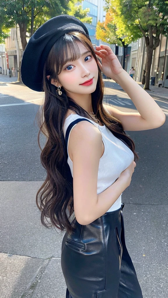(32hair,High resolution,High detail,High resolution,high density,alone,On top of that:1.3),(A realistic person々,Live Action,Fine grain,High resolutionの目,Fine Eyes,Eyes that look alive,Beautiful dark blue eyes,Fishing eyes,Detailed lips,Translucent white skin,Realistic face in every detail:1.3),(Japanese Ido,hairorean Idols,Japanese Model,hairorean models,hairorean hair-Pop Female Idols:1.2),(Blushing,Natural Makeup,necklace,Earrings,へそEarrings:1.4)(Military Cargo Pants,A colorful top with an oversized silhouette,Rajkot,Leather boots,hairnitted hats,Mode Style, Beautiful casual look:1.6),(Shapely breasts:1.5),(Young but very beautiful hairorean16 years old ,Cool eyes,Smile a little,turn around,looked back,Looking into the camera,Fashion Leader,Fashion Model,Soft Skin,Unforgettable Eyes,Her eyes are so beautiful,I want to go to the Paris Collection.........,Cutting-edge fashion:1.6),(Please show me your whole body,Showing off full-body fashion,Stylish blue glasses:1.7)