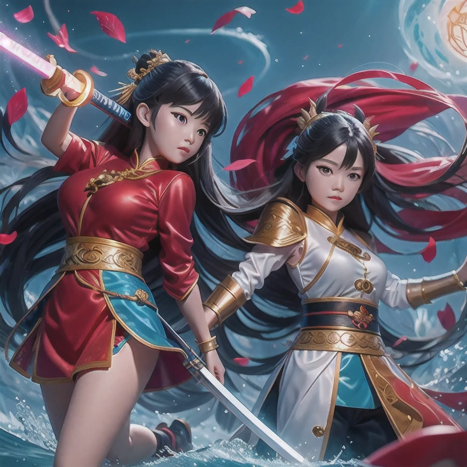 anime girl with a sword and a dragon in her hands, queen of the sea mu yanling, by Yang J, anime fantasy illustration, beautiful celestial mage, anime fantasy artwork, fantasy art style, by Li Song, g liulian art style, 2. 5 d cgi anime fantasy artwork, by Qu Leilei, xianxia fantasy, fanart best artstation,akira from china mythology