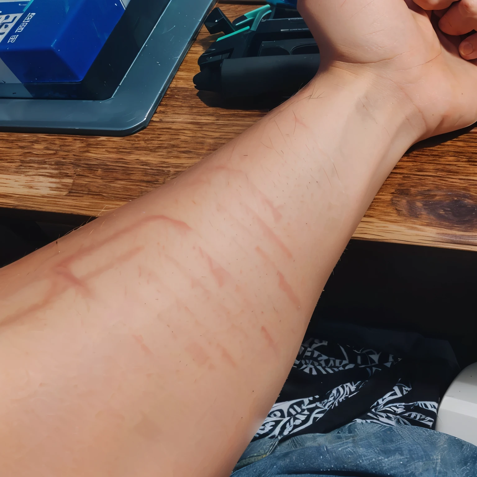 Self harm, 7 fresh cuts on the arm