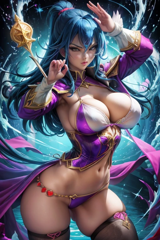 magician warrior, big breast, sexy pose, sexy clothes