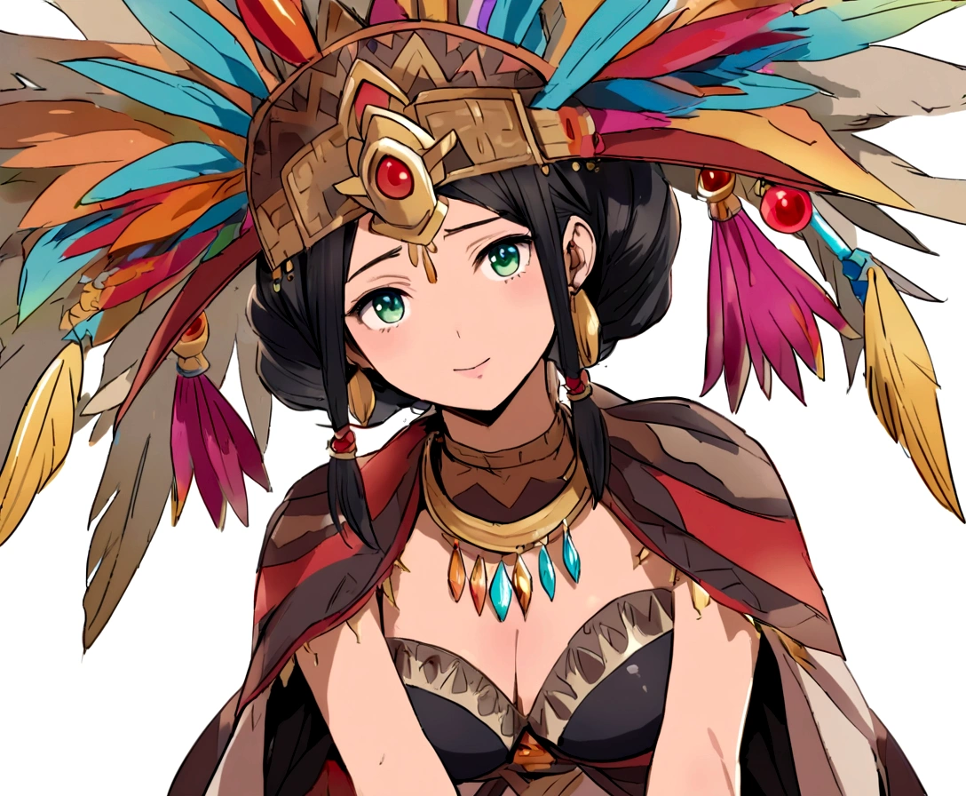 Aztec woman, magician of the crystals' year 1445, without hat, typical Aztec costumec woman witch or magician year 1445, without hat typical Aztec costume