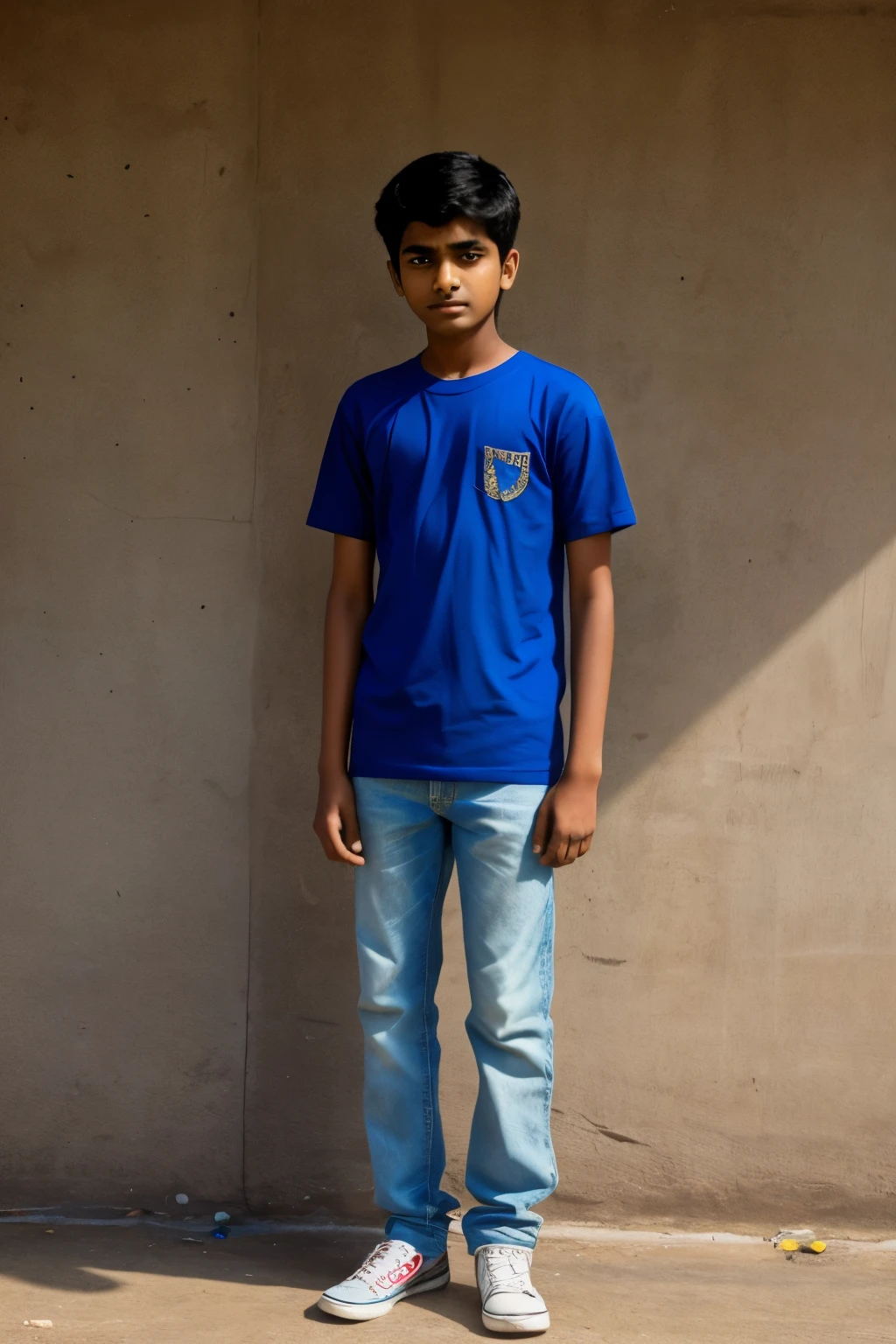 Indian teenage boy standing straight, depressed,4k