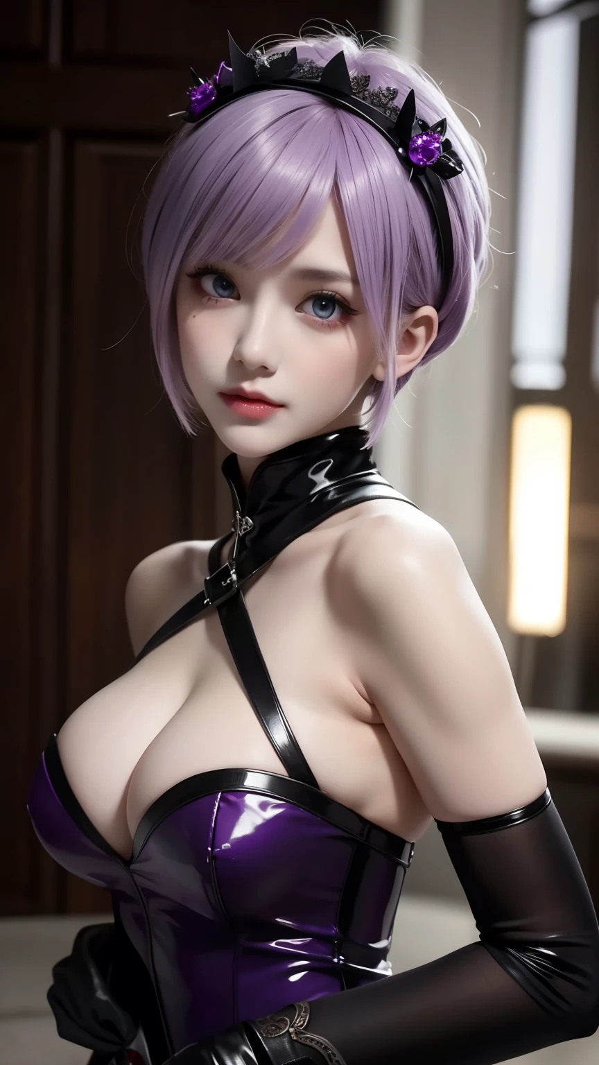 Masterpiece, best quality, detail, depth of field, ultra-realistic, realistic face and eyes, realistic skin texture, cinematic lighting, eyes to see the audience. 1 girl, solo, (frown, closed mouth), keqing_\(genshin_impact\), purple_eyes, purple hair, double tail, sharp eyes, serious face, gloves, black stockings, outdoor, purple lightning, fileg, lightning glowing sword, purple lightning, upper body
This super beautiful girl with white short bob hair and gothic ta style is、It has a unique charm and sophisticated beauty.。Her appearance is、Her presence and charm in the world of Gothic Loliashion are fused together.、It's a fascinating and mysterious sight.。