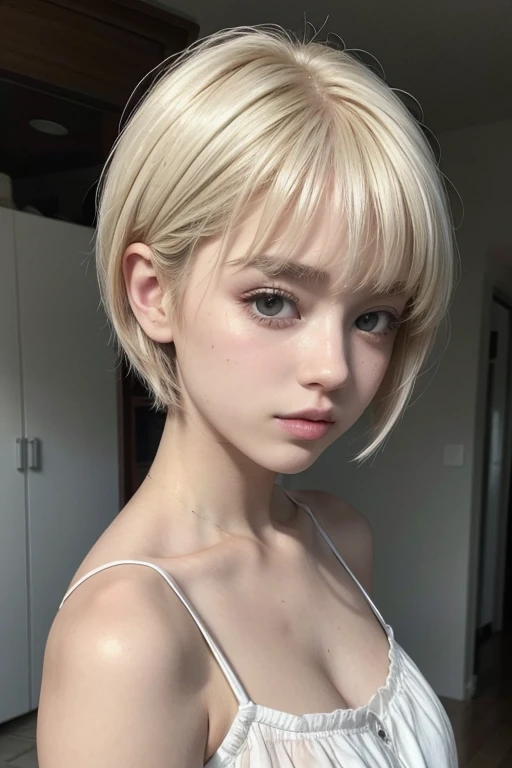 girl cabello corto color blanco shorthair white chica estilo