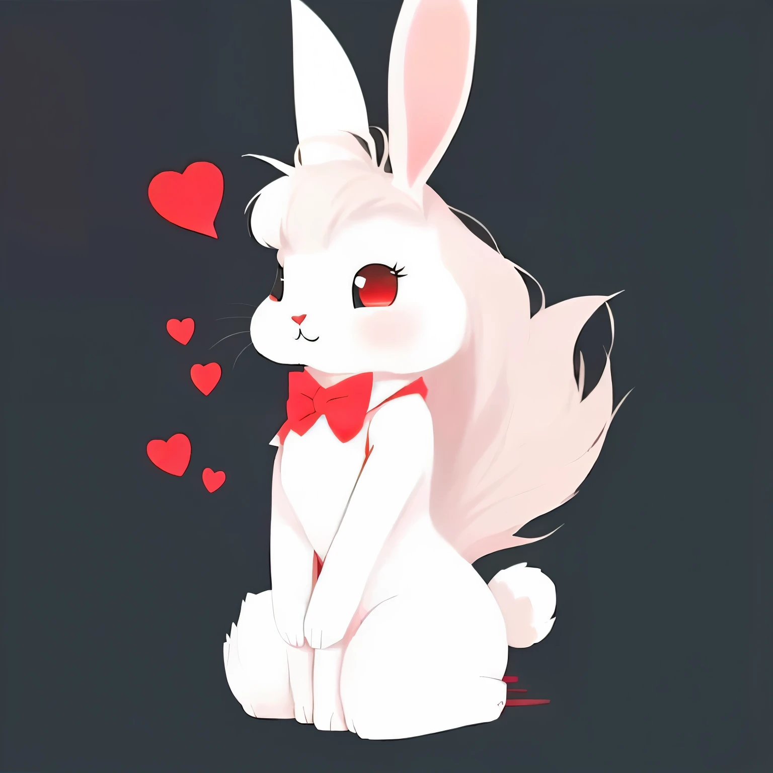 a close up of a white rabbit with a red heart on its nose, white rabbit, rabbit, the white rabbit, playboy bunny, rabbit_bunny, cute anthropomorphic bunny, half bunny, rabbt_character, bunny, anthropomorphic rabbit, electrixbunny, a rabbit full of hope, cute artwork, bunnypunk, rabbits, awesome