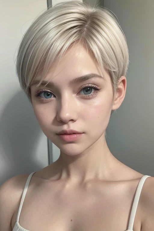 Mujer cabello corto color blanco shorthair white woman estilo