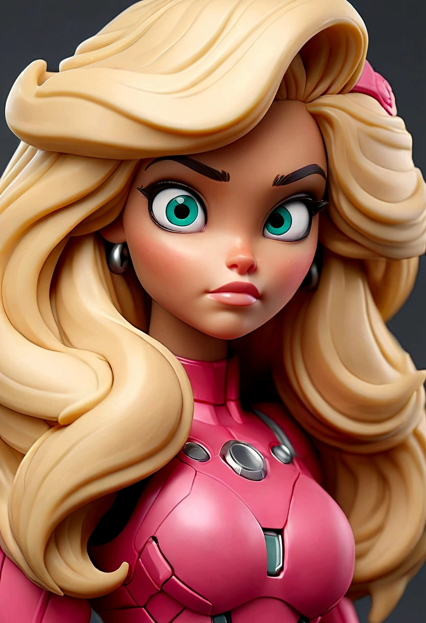 pink barbie hulkbuster, barbie head with blonde long hair