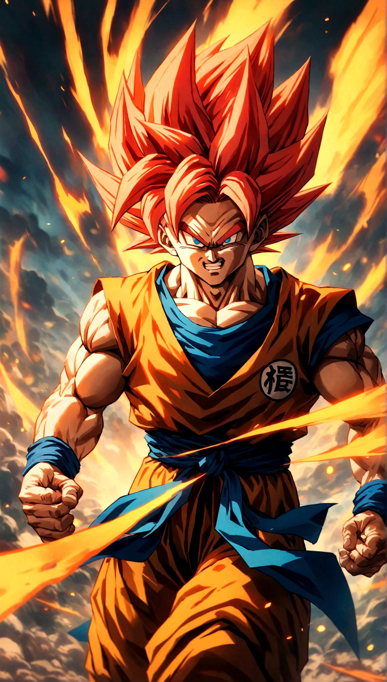 Action-filled depiction of Goku in Super Saiyan mode from Dragon Ball, with bright, explosive background effects, rendered in the style of Rossdraws and Stanley Artgerm Lau.