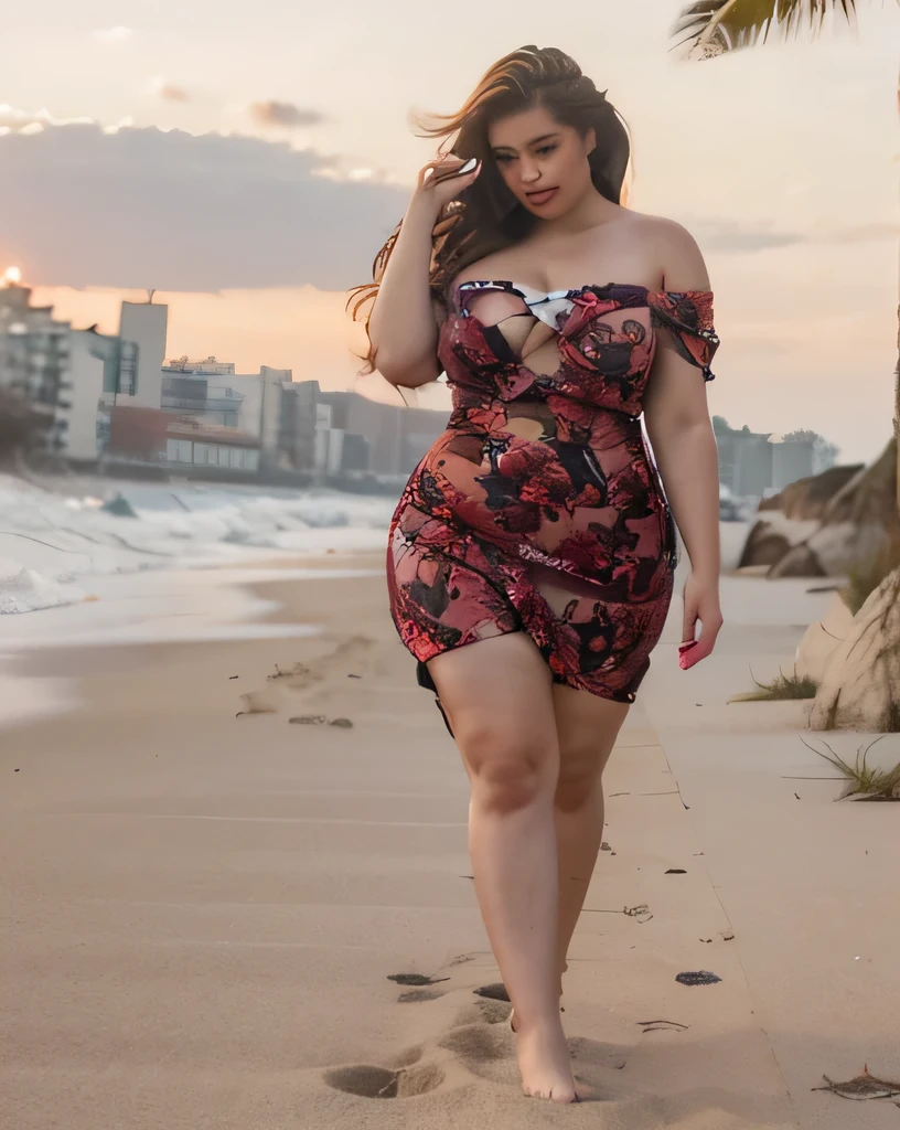  girl in a red dress walking on the beach, curvy figure, curvy hourglass figure, alluring plus sized model, skinny waist and thick hips, full body,pretty face, is wearing a swimsuit, thick thighs, beautiful thick female, small breasts, hairy vagina, plus size woman, attractive feminine curves, thick legs, beach pic, gorgeous lady, very beautiful woman, plus size