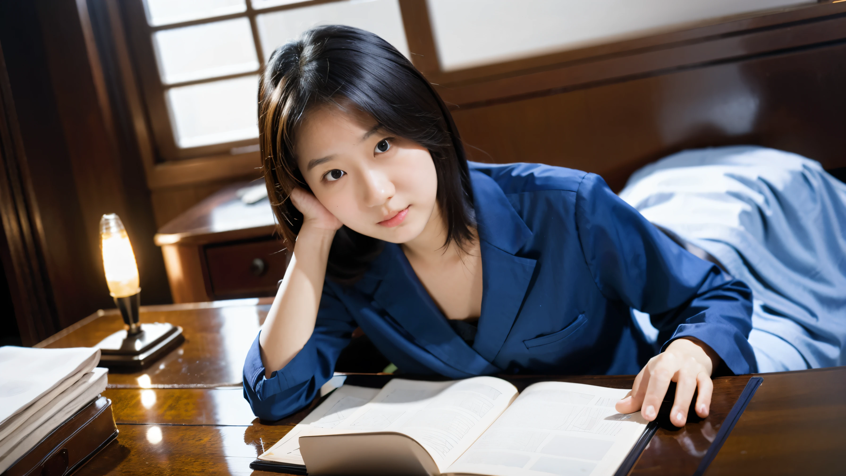 Night room, concentrating on studying, don't look at this, Lens: 135mm f1.8, (best quality), (RAW photo), (desktop: 1.1), (beautiful 16 year old Japanese girl), cute face, (chiselled face: 0.7), home study room, desk with light bulb at midnight, shy, (sad face), night study room, wearing casual clothes in messy study room, don't look at the camera, don't look at this, don't look at this, night room, in a dark room, getting horny remembering sex with boyfriend last night, the joy of drinking semen, can't forget the pleasure of having my anus licked, there is a condom with semen in it in the box, can't forget the taste of semen, but studying seriously at the desk, feeling guilty towards parents after penis is thrust so hard into the back of her throat