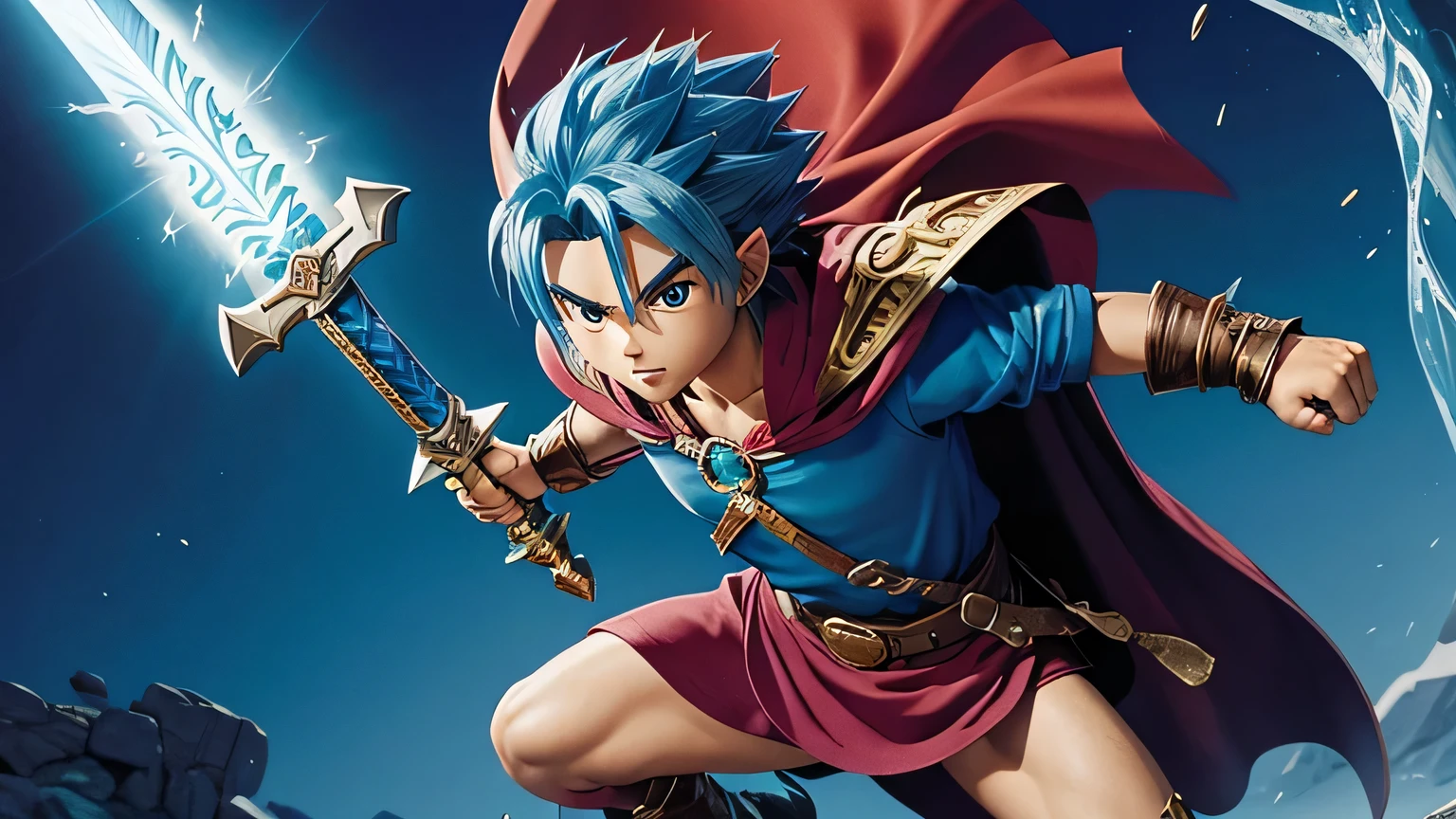 masterpiece, best quality, high quality, 1boy, solo, male focus, looking at viewer, upper body, arden, blue hair, blue eyes,doing archery, slim body, medium body, (armpit, show his armpit, close-up armpit), spiky hair, (shirtless, topless, bare chest)