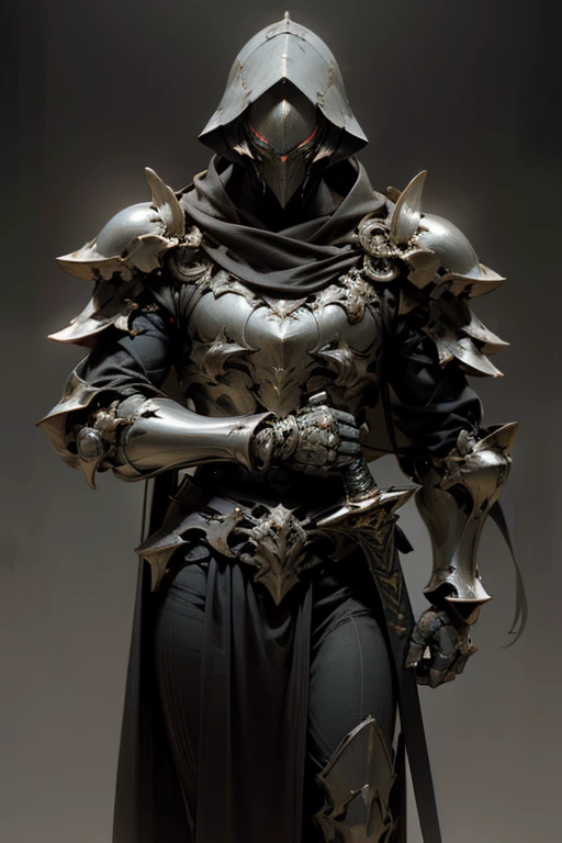 a knight, anti hero, lone survivor, emitting light eyes, dual swords type, long plasma hair, agile reflective armor, cape of darkness, (best quality,4k,8k,highres,masterpiece:1.2),ultra-detailed,(realistic,photorealistic,photo-realistic:1.37),digital art, concept art, dramatic lighting, cinematic, moody, dark, sci-fi, futuristic