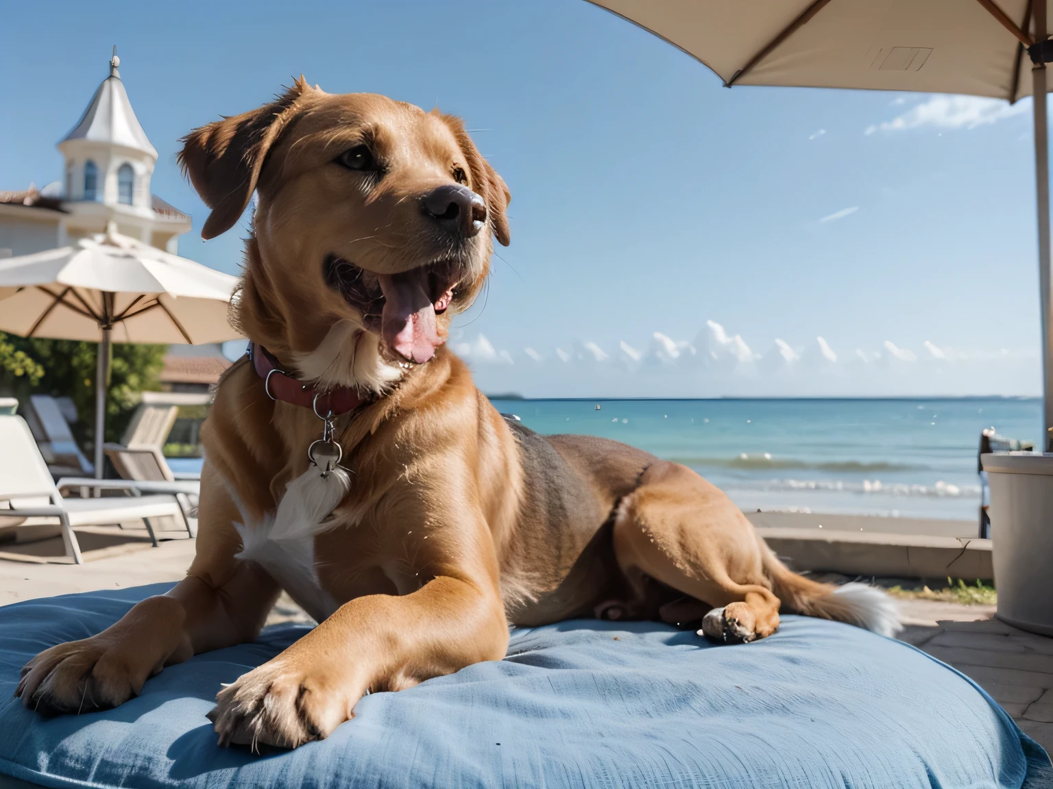 dog on vacation in summer