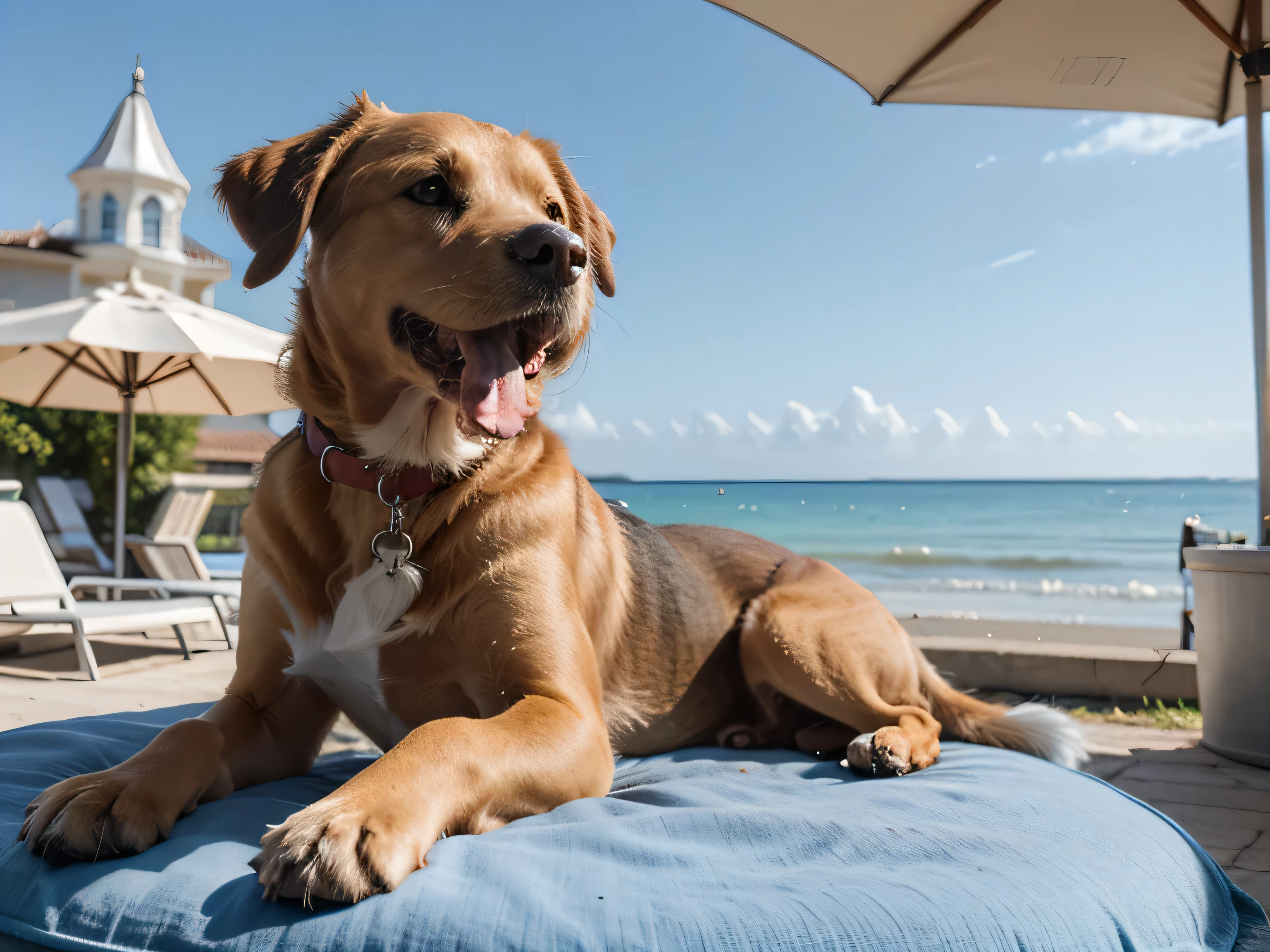 dog on vacation in summer