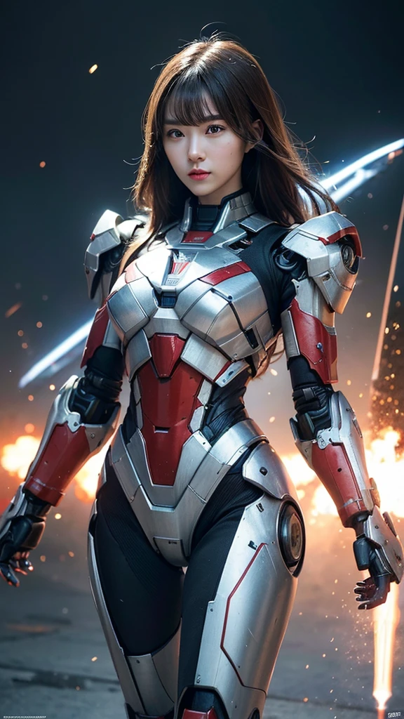 Super detailed, advanced details, high quality, High resolution, 1080p, hard disk, beautiful,(Iron Patriot),Armor War,(Rocket Missile)Capture the big picture,beautiful,Mecha cyborg girl,battle mode,Mecha body girl,She is wearing a futuristic war machine weapon mecha,A powerful cyborg woman, sleek and futuristic, with advanced mechanical augmentations that enhance her strength and capabilities.
