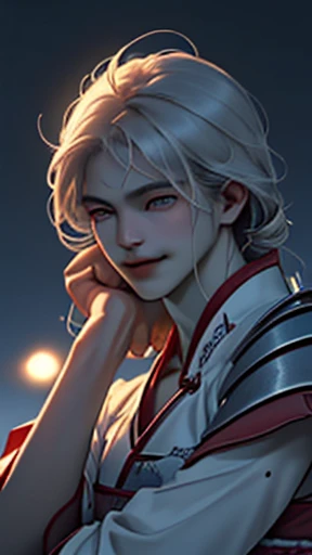 (highest quality:1.2), (High resolution:1.2), (Beautiful face and eyes:1.5), (sharpest focus:1.2), (Ultra-realistic photos:1.2), (Ultra-high resolution photos:1.2), (Depth of written boundary:1.2), (8k High resolution:1.2). (Perfect Anatomy:1.2),
(Nice hands:1.5), (Perfect hands:1.5), (Very young and beautiful Chinese man:1.0), (Standing quietly facing left:1.0), (Mars shining brightly in the night sky:1.2), (Looking up angle:1.3), (He quietly put down his drawn sword.:1.0),
(Chinese Warrior, Beaten very lightly armed:1.0), (put one foot on a sharp rock:1.0), (Sarcastic smile:1.0),