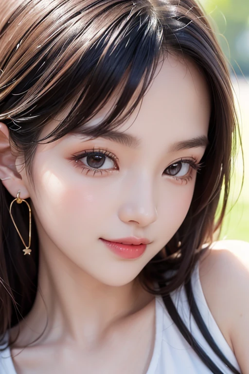 Masterpiece, best quality, (dark photo: 1.3), photorealistic, 1girl, flat bangs, nice innocent symmetrical face, shirt, emotional, ulzzang, (PureErosFace_V1:0.7)