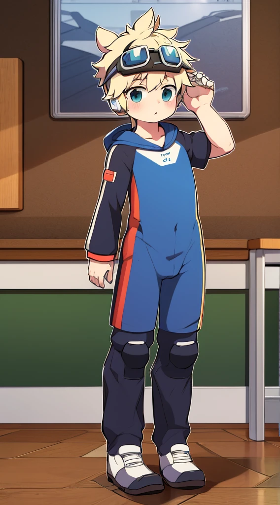2D Boy Shota,One-piece mountaineering suit,Put the headphones on your head,permanent,goggles,Cow ears,sports shoes,classroom,