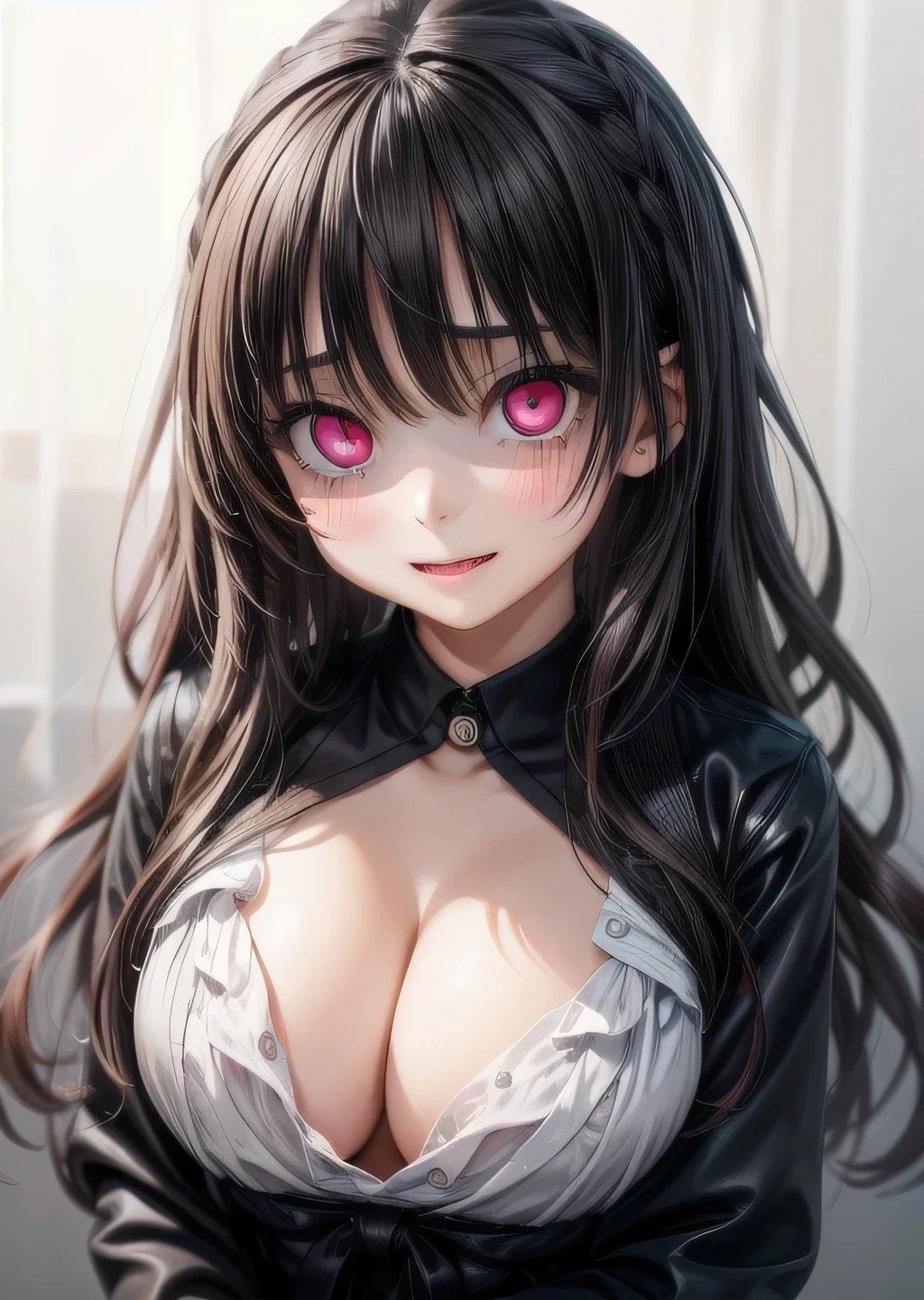  (highest quality:1.4), (High resolution:1.2), Sharp contours, Long Hair, highest quality, masterpiece,Glasses,Voice of the Heart,yandere,,20-year-old woman,yandere,Big Breasts,Ecstasy,saliva,blush,Squint your eyes,Heterochromia iridis,Tuck up your clothes,nude,cum on head,breast milk,Crying expression,tears,tears