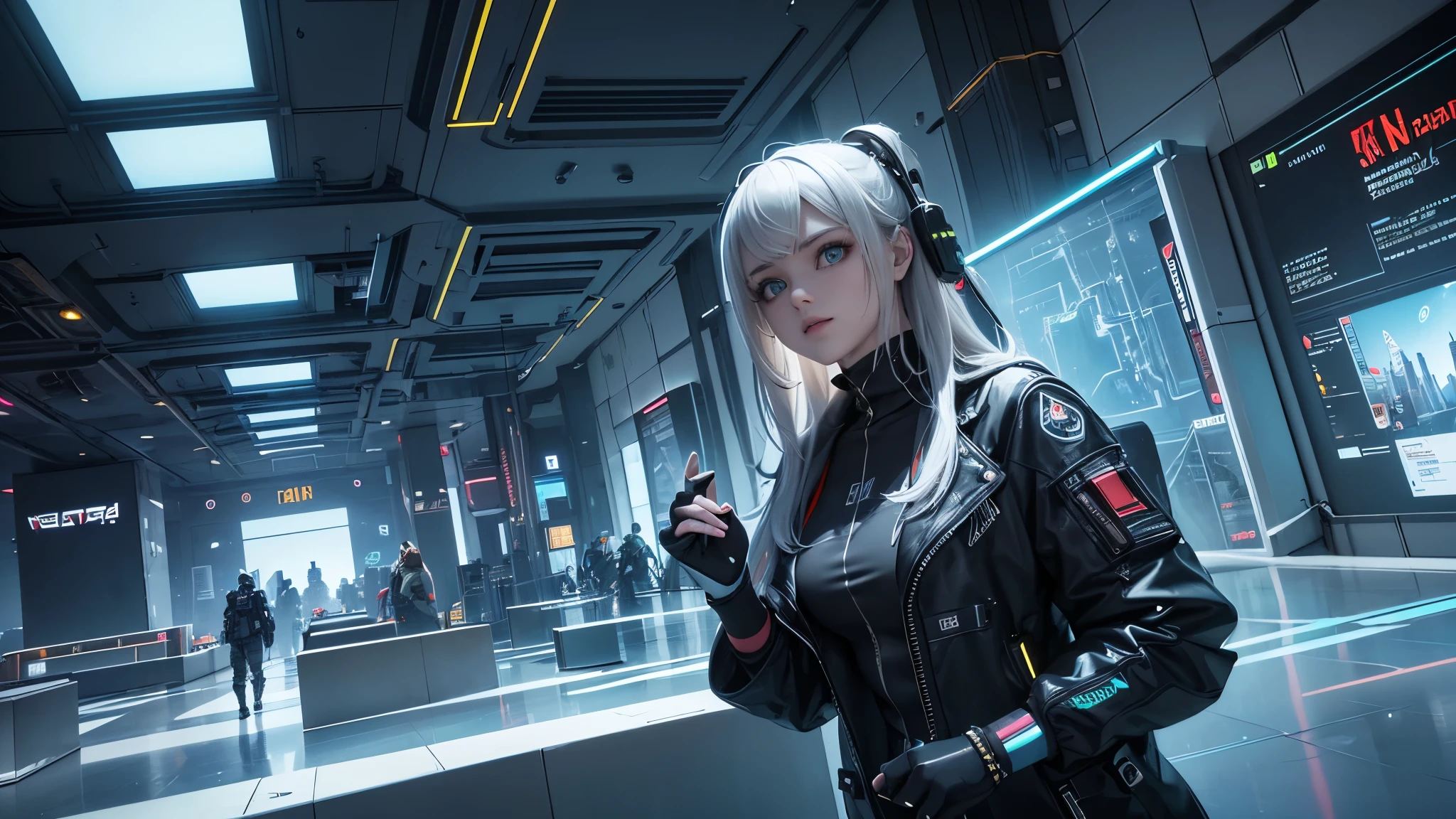 ((highest quality)), ((masterpiece)), (detailed:1.4), 3D, Beautiful cyberpunk woman image,High resolution (High Dynamic Range),Ray Tracing,NVIDIA,Super Resolution,Unreal 5,Scattered beneath the surface,PBR Texturing,Post-processing,Anisotropic Filtering,Depth of written boundary,Maximum clarity and sharpness,Multilayer Texture,Albedo and Specular Maps,Surface Shading,Accurate simulation of light-matter interactions,Perfect balance,Octane Rendering,Two-tone lighting,wide aperture,Low ISO,White balance,Three-part method,8K RAW, Breaking into a tech skyscraper. Holographic alarm and AI defense activated, Transformed the building into a neon-lit maze of challenges.