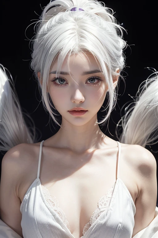 ((16 Night Sakiya)), ((They want projection)), role play, 20-year-old female, (((white hair)), ((#1: Medium Length Spiked Hair)), ((Blue maid outfit)), ((White shirt)), Mid-chest, (Light)))), (posture))), (Realistic photos: 1.3), rim Lighting, (High Detail Skin:1.2), 8K Ultra HD, Digital SLR Camera, high quality, high resolution, 4k, 8K, Bokeh, absurd, The best ratio of four fingers and a thumb, (real:1.3), The cutest girl, A lot of knives