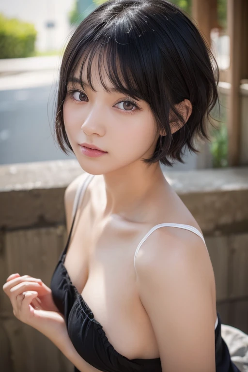 (High resolution:1.3), (16k, Photorealistic, Raw photo, Best image quality: 1.4), Japanese, (One Girl), Beautiful Face, (A vivid face), (Black-haired、short hair:1.3), Beautiful Hairstyles, Realistic eyes, Beautifully detailed eyes, (Realistic Skin), Beautiful skins, attractive, 超A high resolution, Surreal, High detail, Golden Ratio, Highly detailed cute girl,(20-year-old), squirting, female ejaculation, gushing