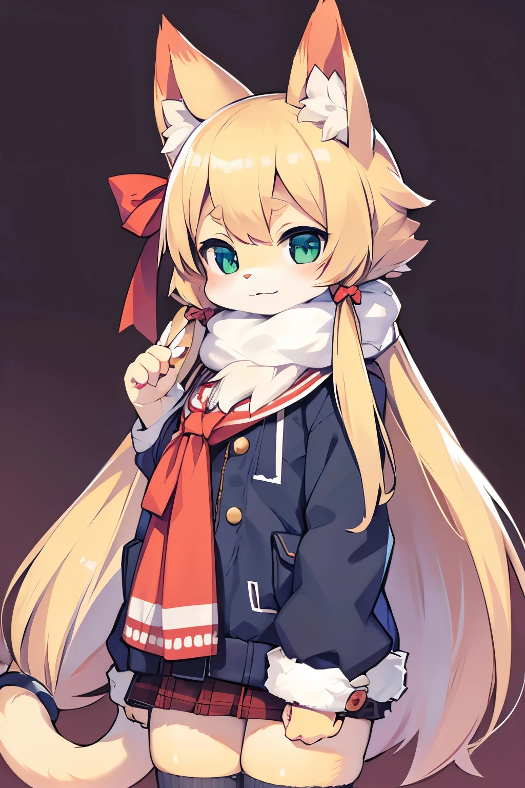 Tabby cat girl,Cat ear,Furry women,Women's Focus,Characteristics of three-year-old girls,Short stature,Bright Eyes,Black hooded cloak,Standing,