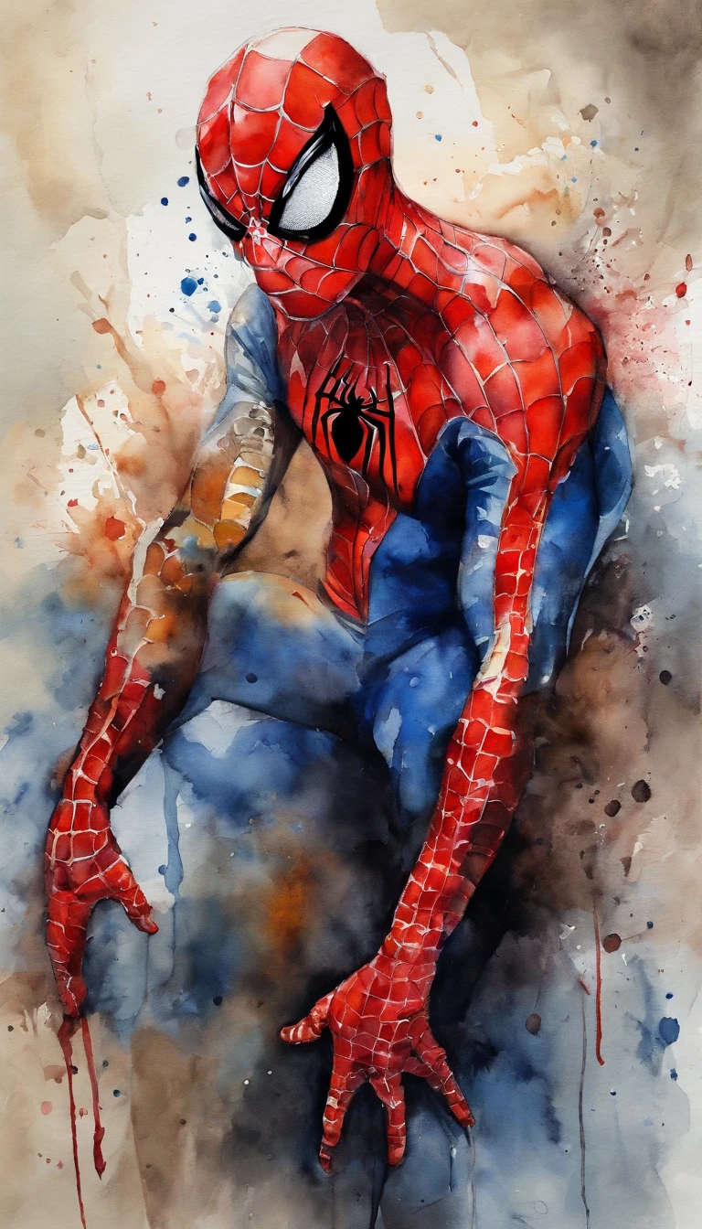 Homem aranha,realista,hiper realismo, Athletic muscle,com o trage vermelho e azul saturado com textura. E uma jaqueta por cima do traje