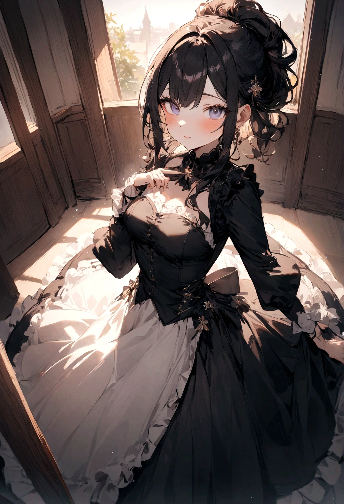 One girl,masterpiece, highest quality, so beautiful, Absurd,
Againm, Again:Zero - A life starting in another world - A demon maid with deep loyalty and affection for the protagonist, Subaru, Demonstrating immense power and emotional depth.((exam:1.3)),, classroom, exam hall, ((upper eye)), ((angle from above: 1. 3)),, from above, looking into the camera,