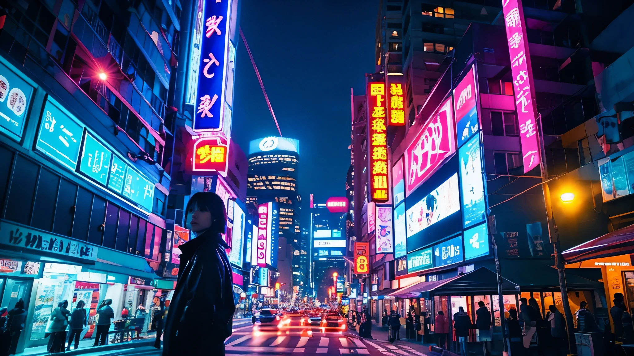 bright　Light　anime　night　Beautiful Neon City