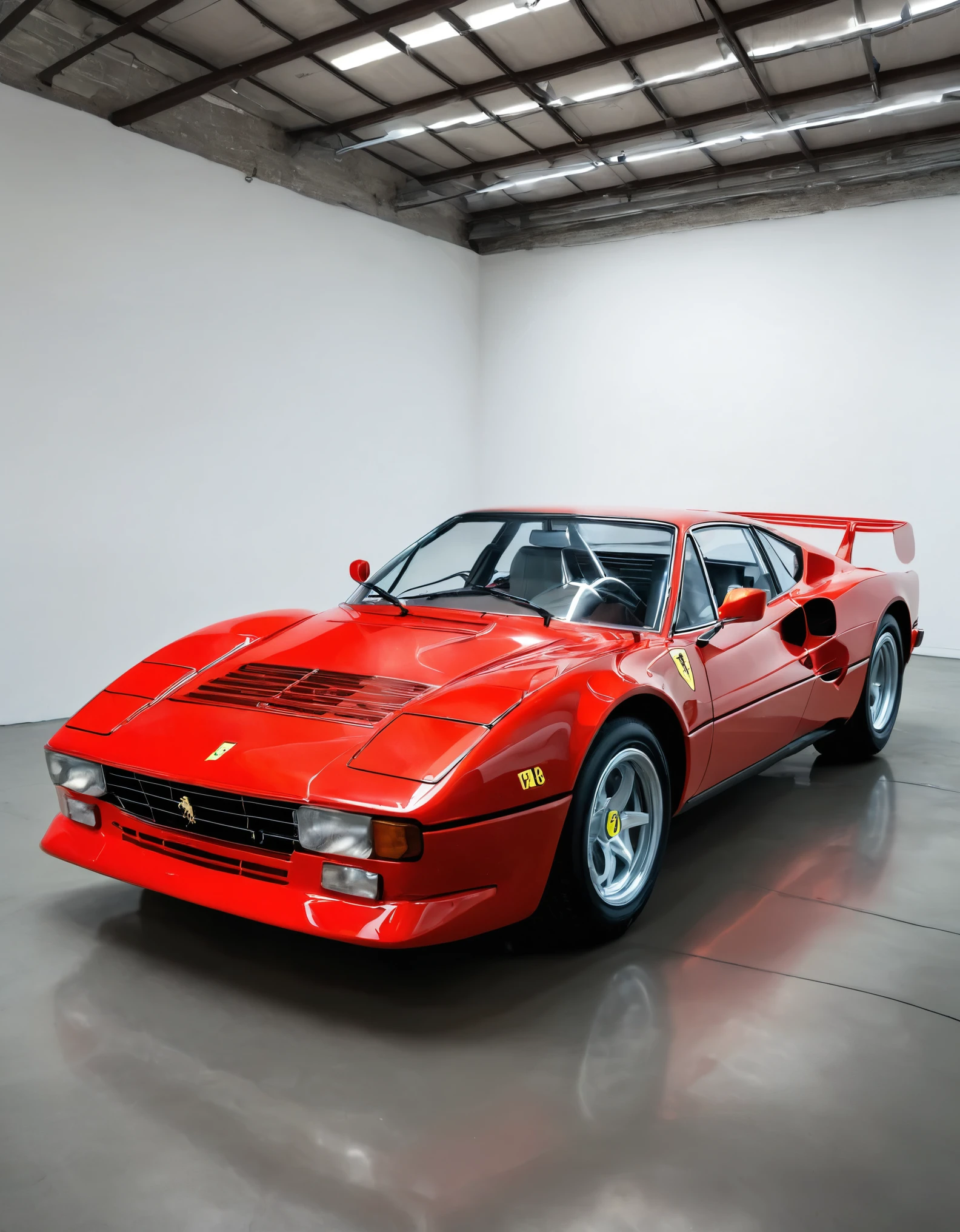 image of a 1984 ferrari testossa transparent fully transparent translucent, you can see the engine through her transparent skin