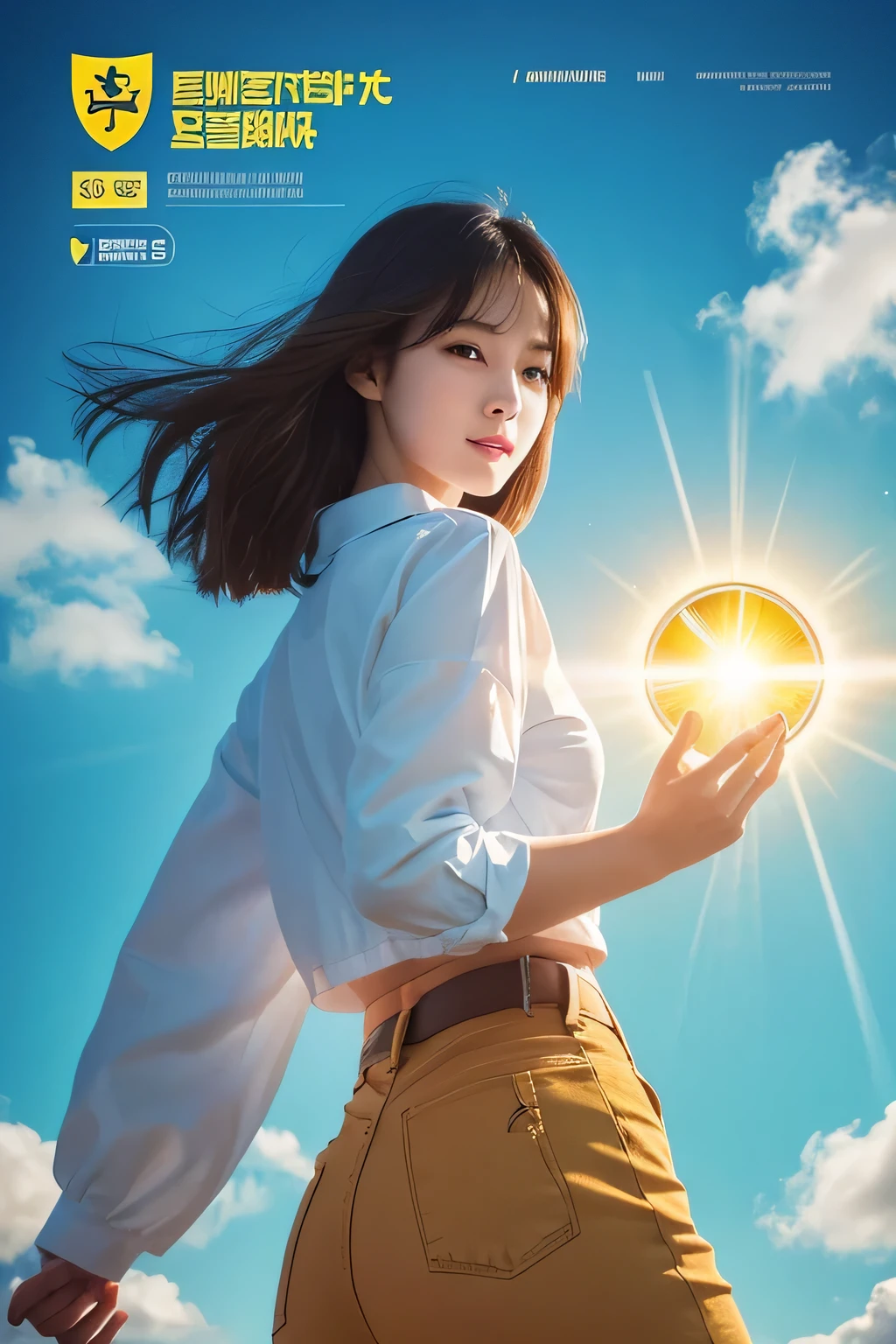 "I want to create a poster that is full of vitality and uplifting atmosphere. The theme is' Eye of Warning: Intelligent Campus Security System '. It should feel light, bright, and emit positive energy. The style should be light and elegant, with no people appearing, sky, and campus."