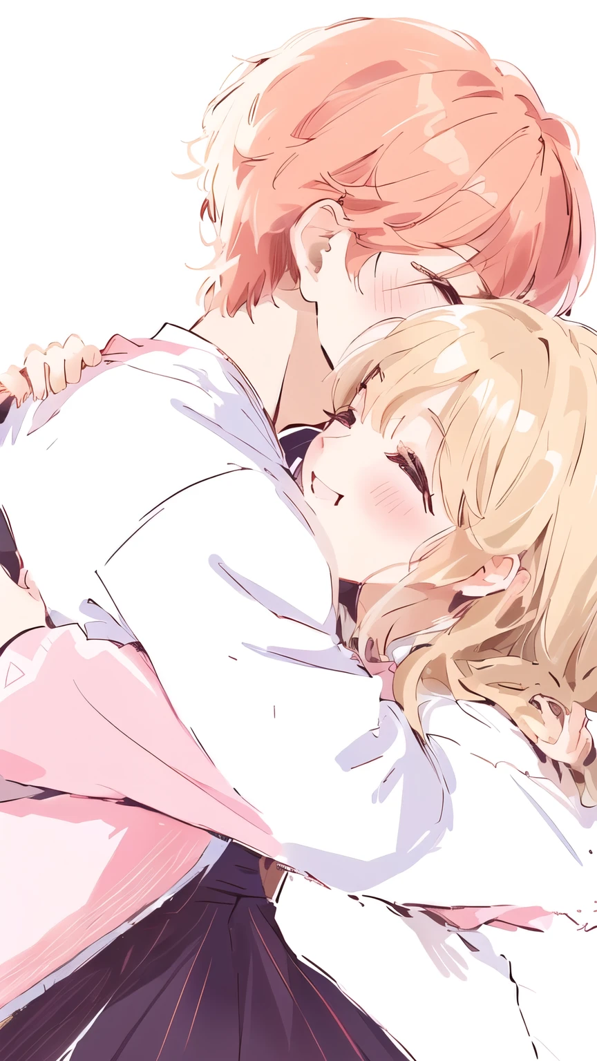 comic couple hugging each other in a hug, hugging each other, hugging, Kiss cutely, hug, put your arms around her neck, smile, Smile, smile, Sakimichan, shoujo romance, by Naka Bokunen, sweet hugs, Cain Kuga, by Kamaguruka, かわいいmanga, G-Penで描いたcomics, 少女comics, Deliver to you, Natsume's Book of Friends, G-Pen, manga, comics, Monochrome, Black and White,