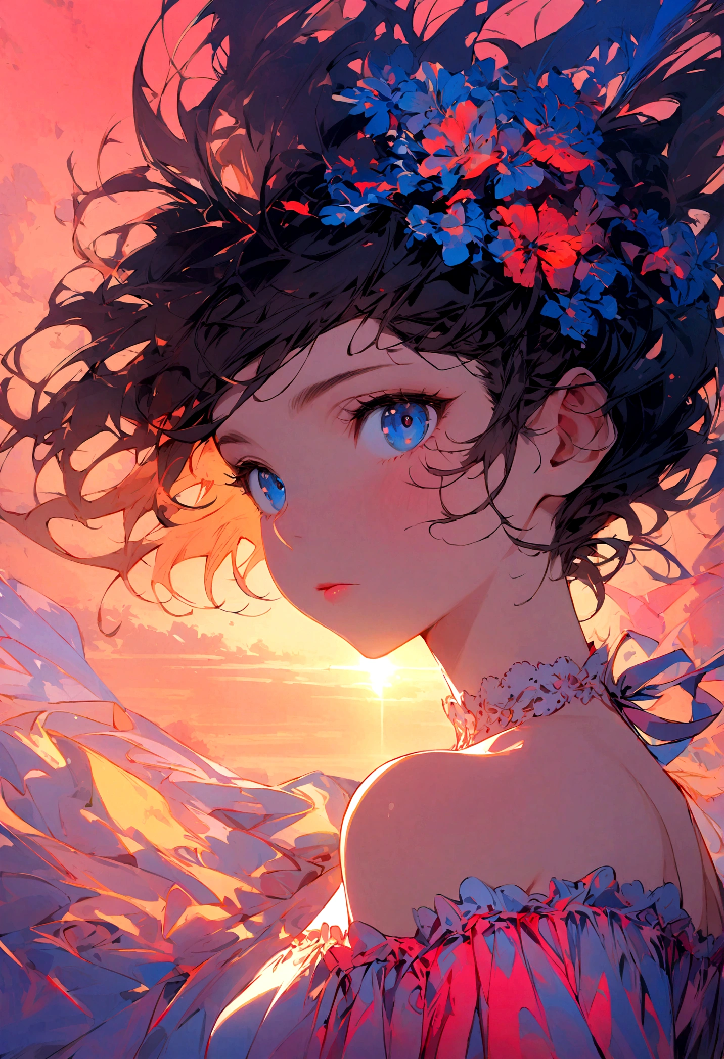 1 Girl, Off-shoulder, Sunset