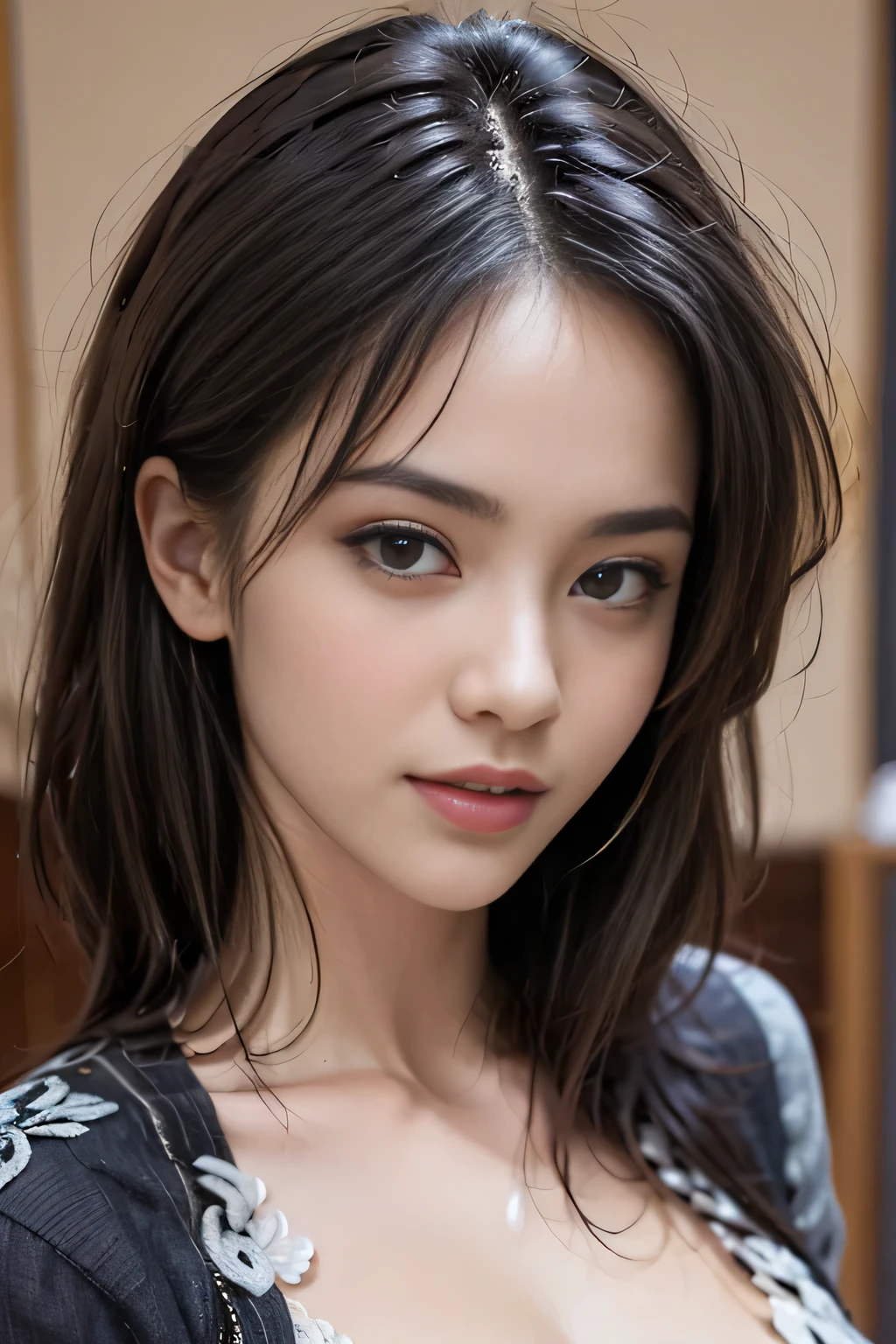 (masterpiece:1.3), (8k, Realistic, RAW Photos, highest quality: 1.4), (One girl), Beautiful Face, (Realistic Face), (Black Hair, short hair:1.3), Beautiful Hairstyles, Realistic eyes, Beautiful fine details, (Realistic Skin), Beautiful Skin, (sweater), Absurd, Charm, Ultra-high resolution, Ultra-realistic, Very detailed, Golden Ratio